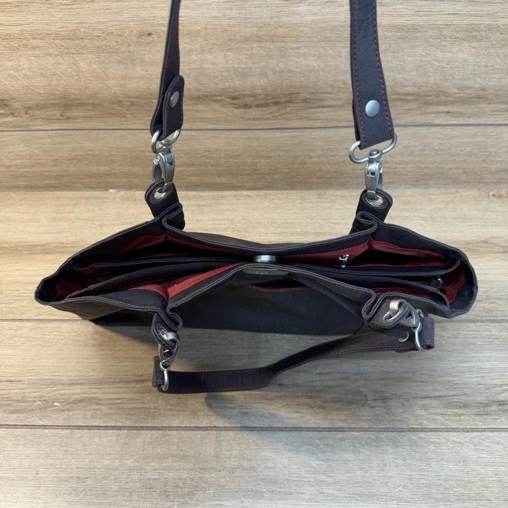 Baggallini Hampton Shoulder Bag Satchel Travel Tote Wristlet Brown Red